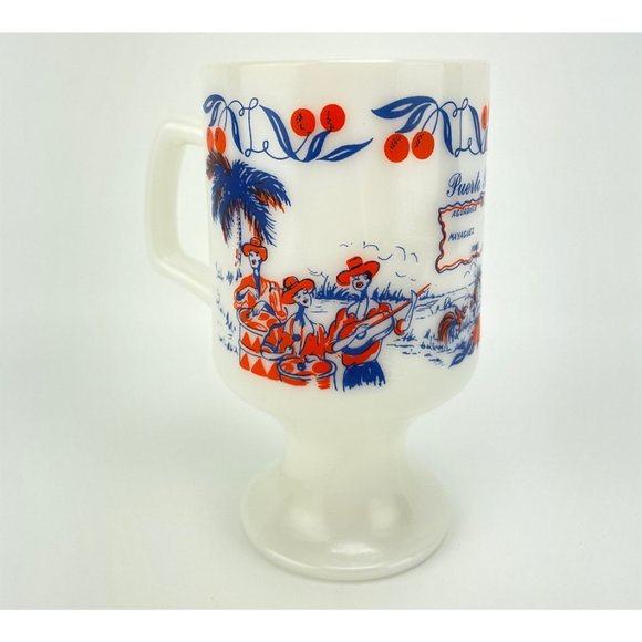 Porto Rico mug, vintage milk glass footed mug, milk glass cup, vintage cup - Picture 3 of 10